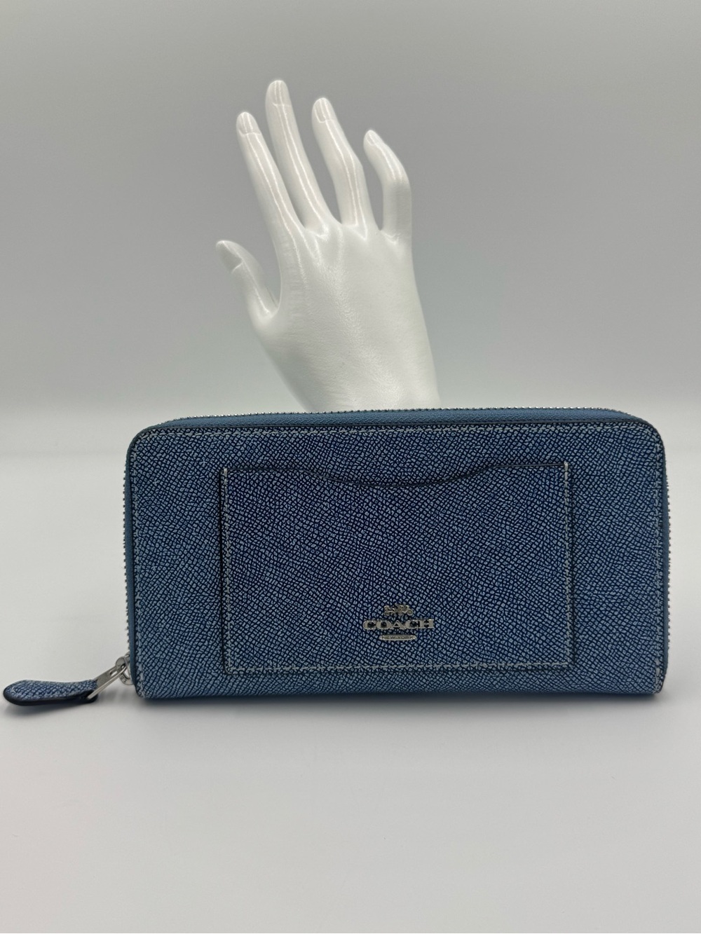 Coach Denim Blue Zip Wallet with Exterior Card Pocket